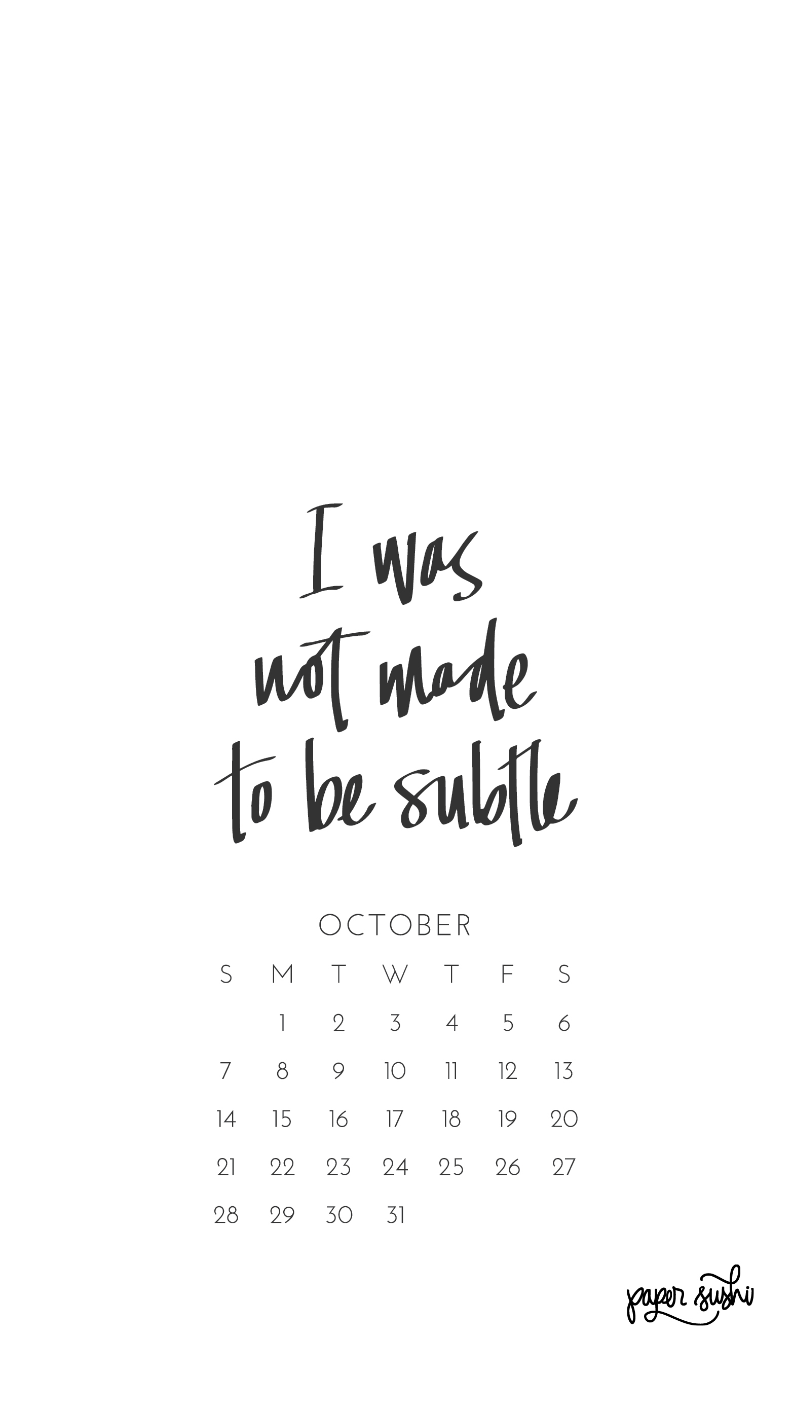 October 2018 iPhone Wallpaper - PaperSushi October 2018 iPhone Wallpaper - PaperSushi